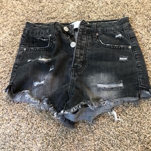 black jean shorts